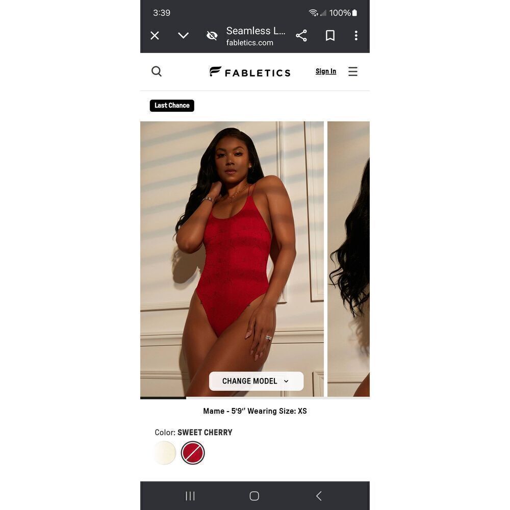 New Large Fabletics Sweet Cherry Seamless Lace Thong Bodysuit Sexy Pretty NWT